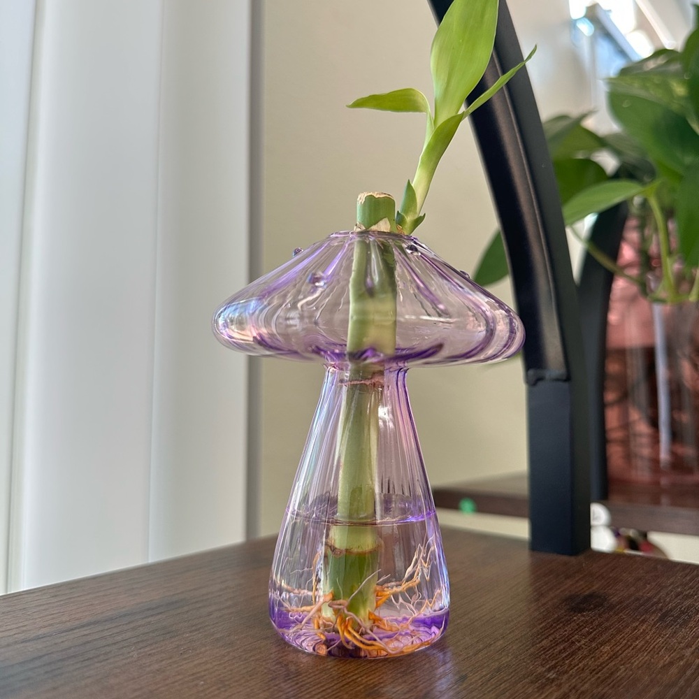 Purple Mushroom Glass Vase